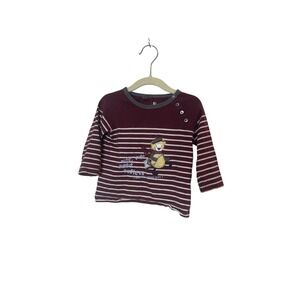 Sergent Major Shirt Boys 12-18 Months Red Stripe Bear Long Sleeve Top